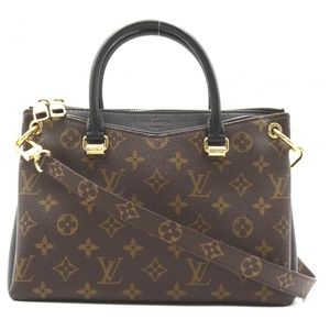 🎁Louis Vuitton LV Pallas BB Hand / Shoulder Bag M42960 Full Noir Monogram Brown